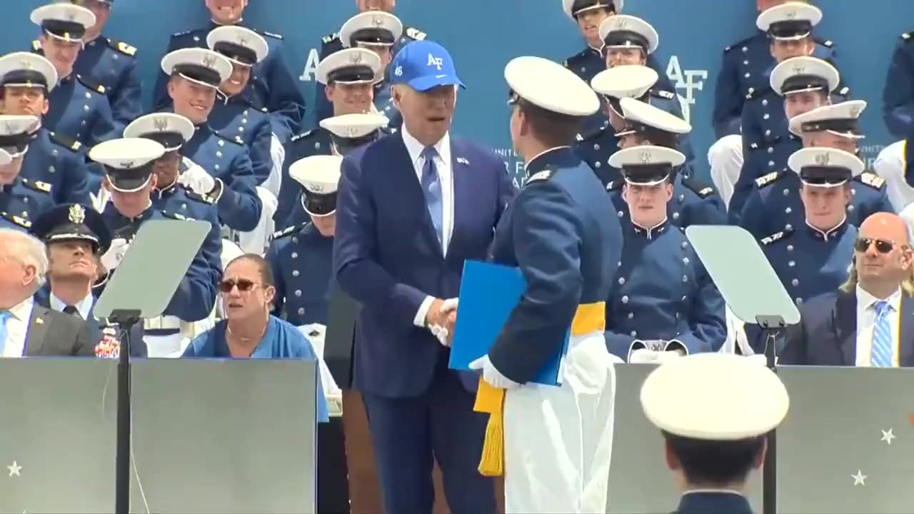 President Biden Stumbles Onstage at Air Force Academy Graduation Ceremony in Colorado on Thursday, June 1, 2023
